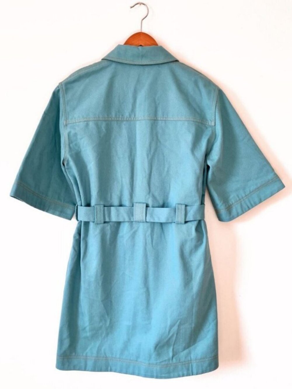 Stine Goya Carli Belted Mini Shirt Dress Turquoise / Size Small - Picture 3 of 5